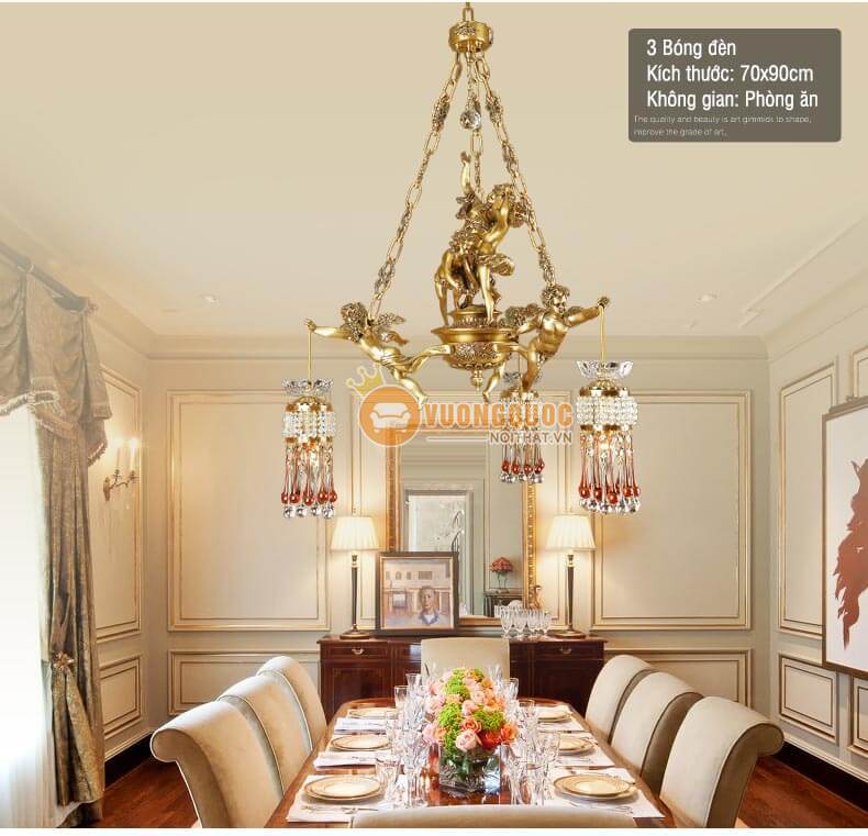 Đèn chùm đồng nghệ thuật cổ điển abr147-3